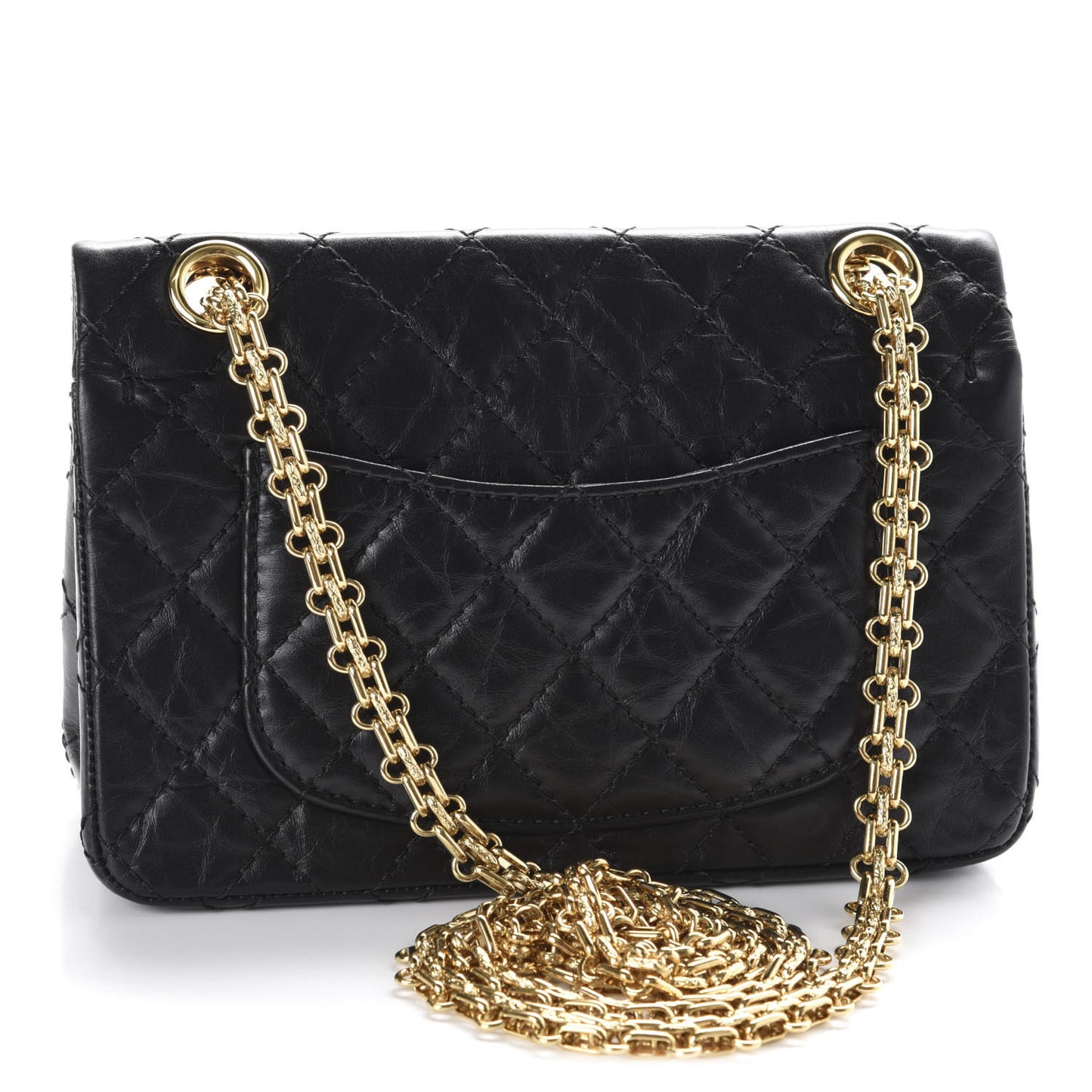 Aged Calfskin Quilted 2.55 Reissue Mini Flap Black