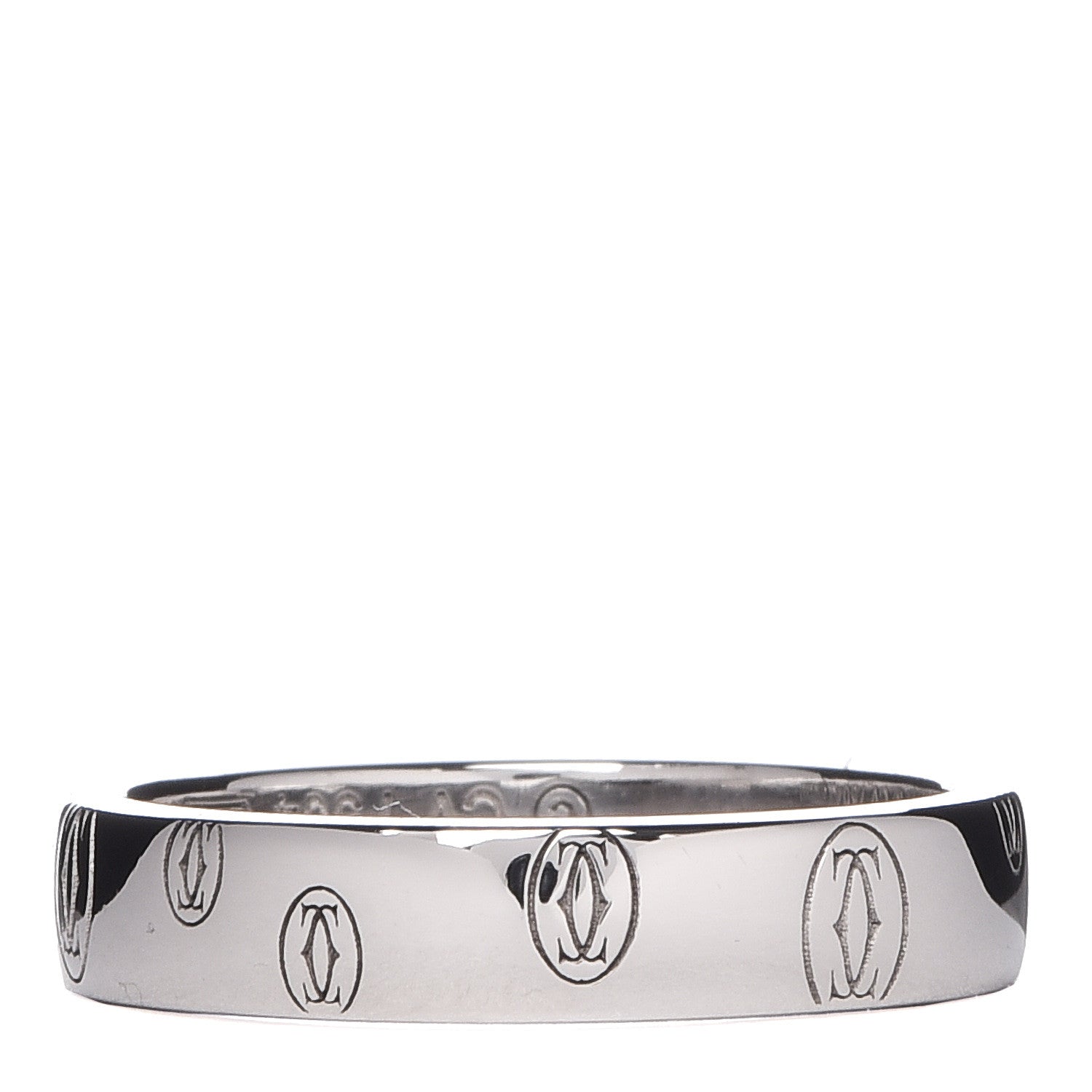 Cartier 18K White Gold 4mm Happy Birthday Band Ring 51 5.75 1 of 4