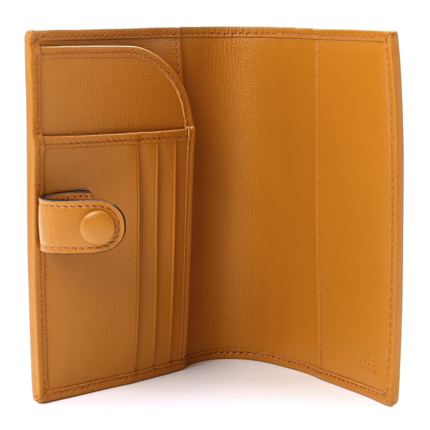 Gucci GG Supreme Monogram Textured Calfskin Retro Interlocking G Passport Case Beige Yellow 5 of 9