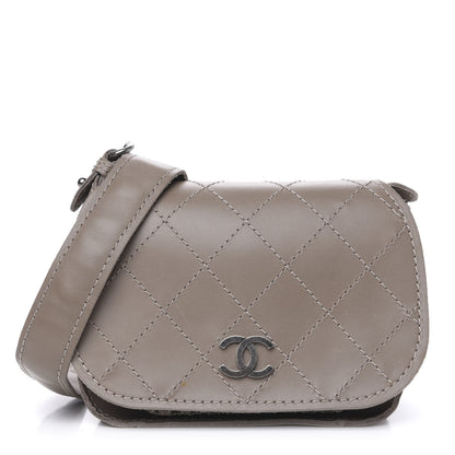 Chanel Calfskin Stitched Mini Highlander Messenger Taupe 1 of 12