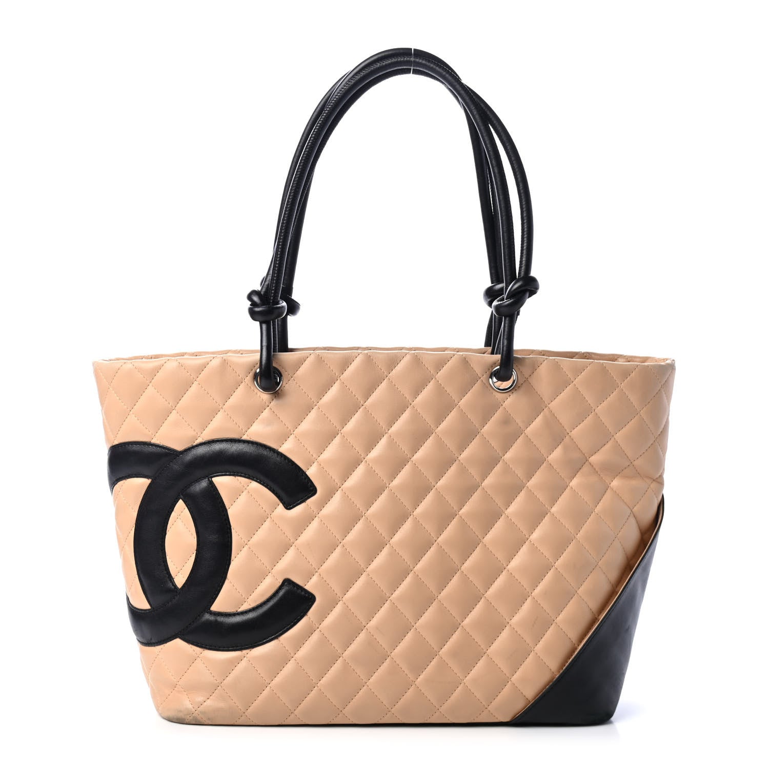 Chanel Calfskin Quilted Large Cambon Tote Beige Black 1 of 4