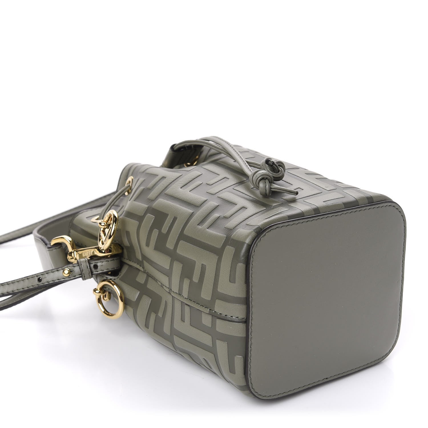 Fendi Calfskin F is Fendi FF 1974 Embossed Mini Mon Tresor Bucket Bag Moon 5 of 11