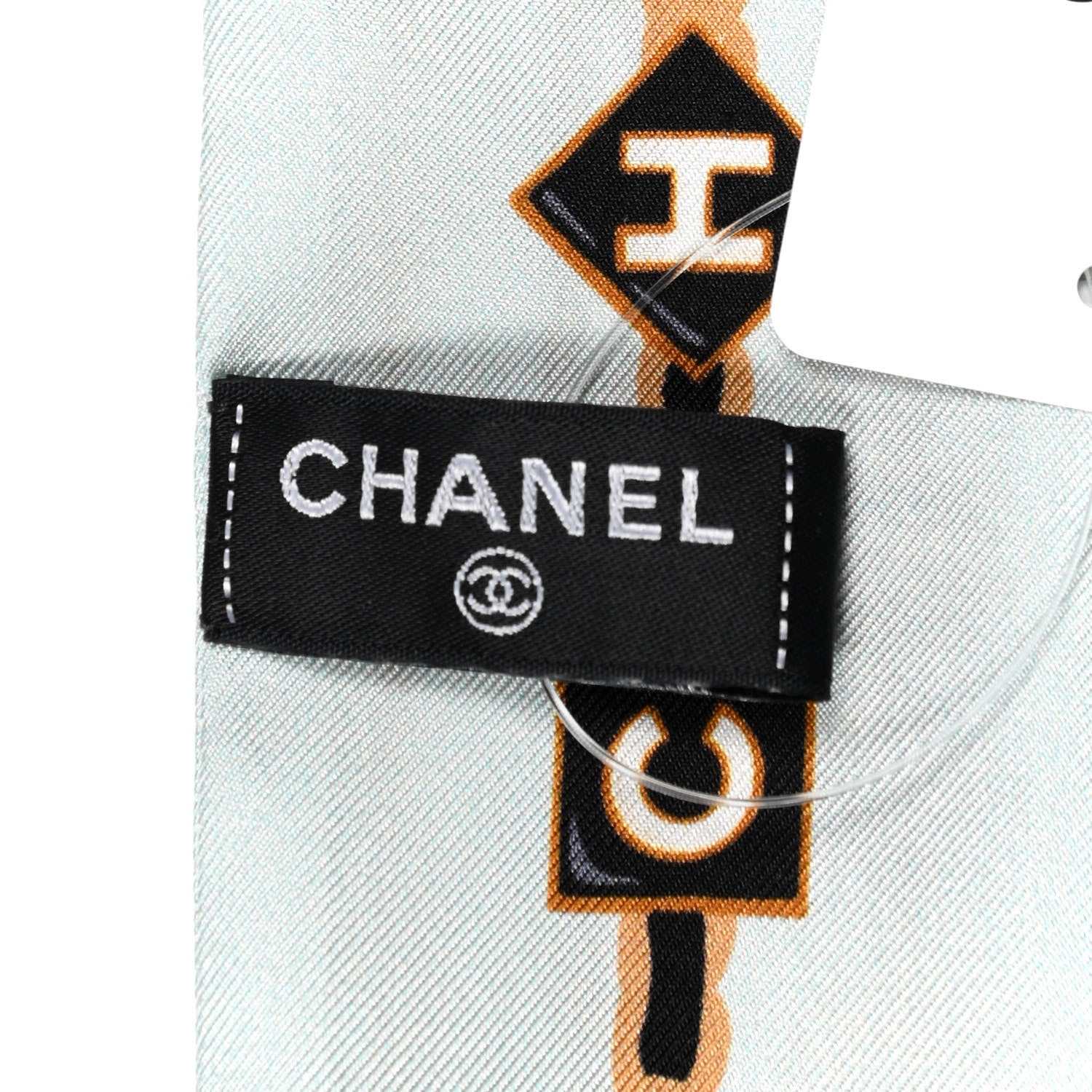 Chanel Silk Twill CC Slim Bandeau Scarf Light Blue 3 of 4