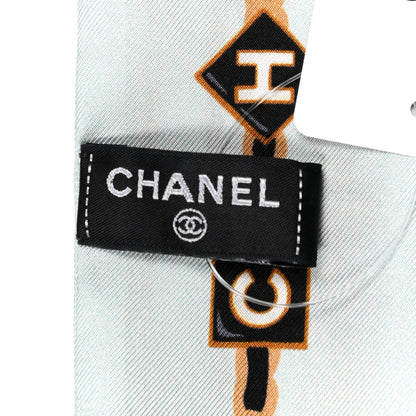 Chanel Silk Twill CC Slim Bandeau Scarf Light Blue 3 of 4