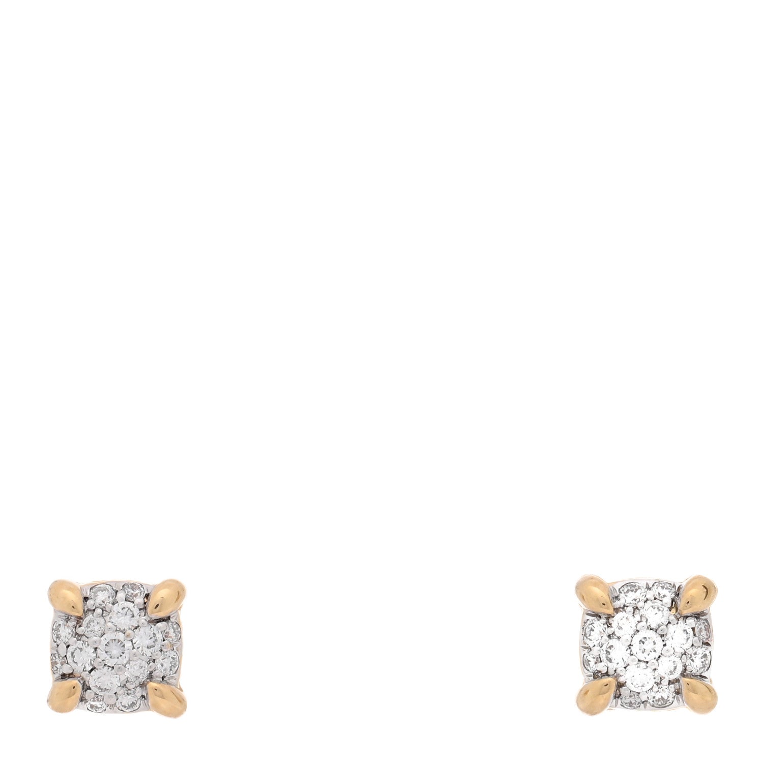 David Yurman 18K Yellow Gold Diamond 11mm Chatelaine Pave Stud Earrings 1 of 4