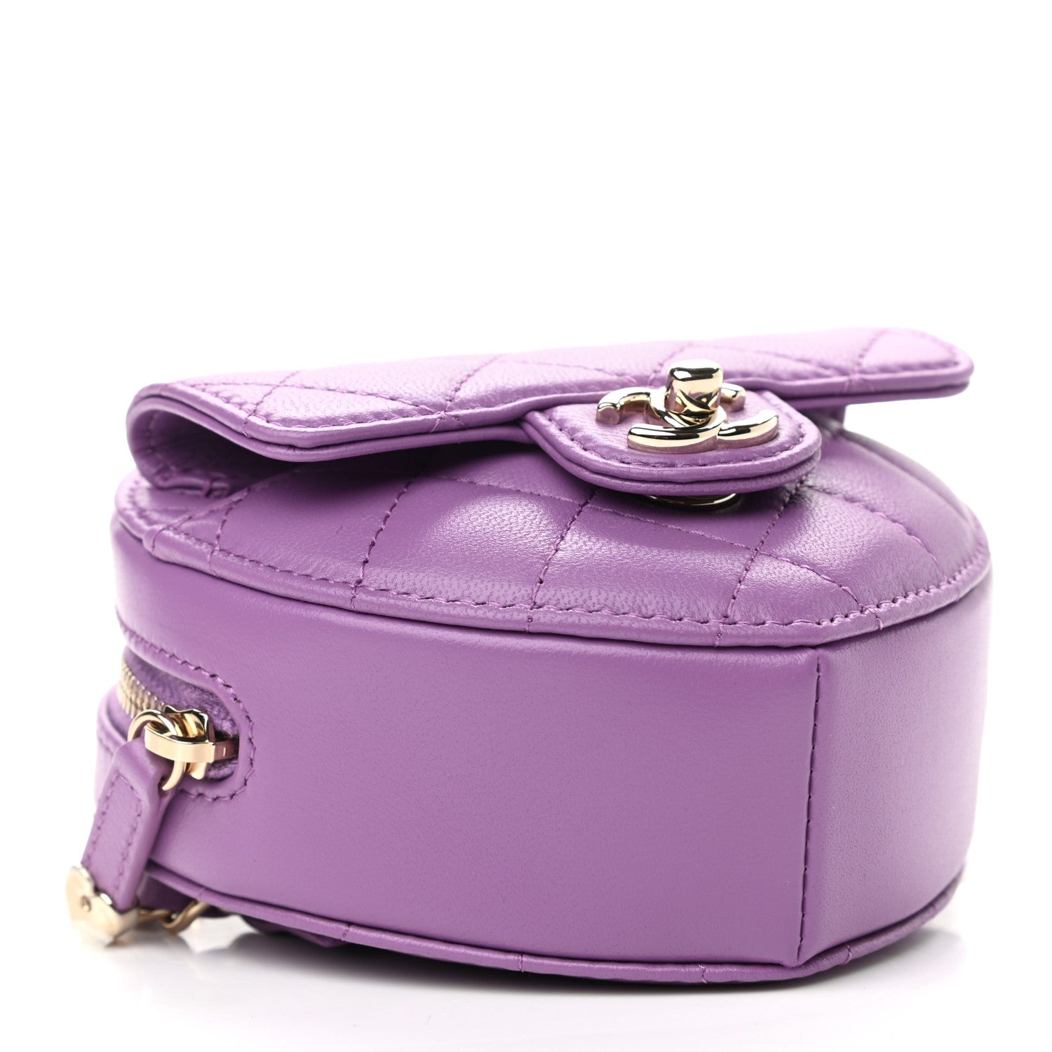 Chanel Lambskin Quilted CC In Love Heart Waist Belt Bag With Chain Purple 4 of 11