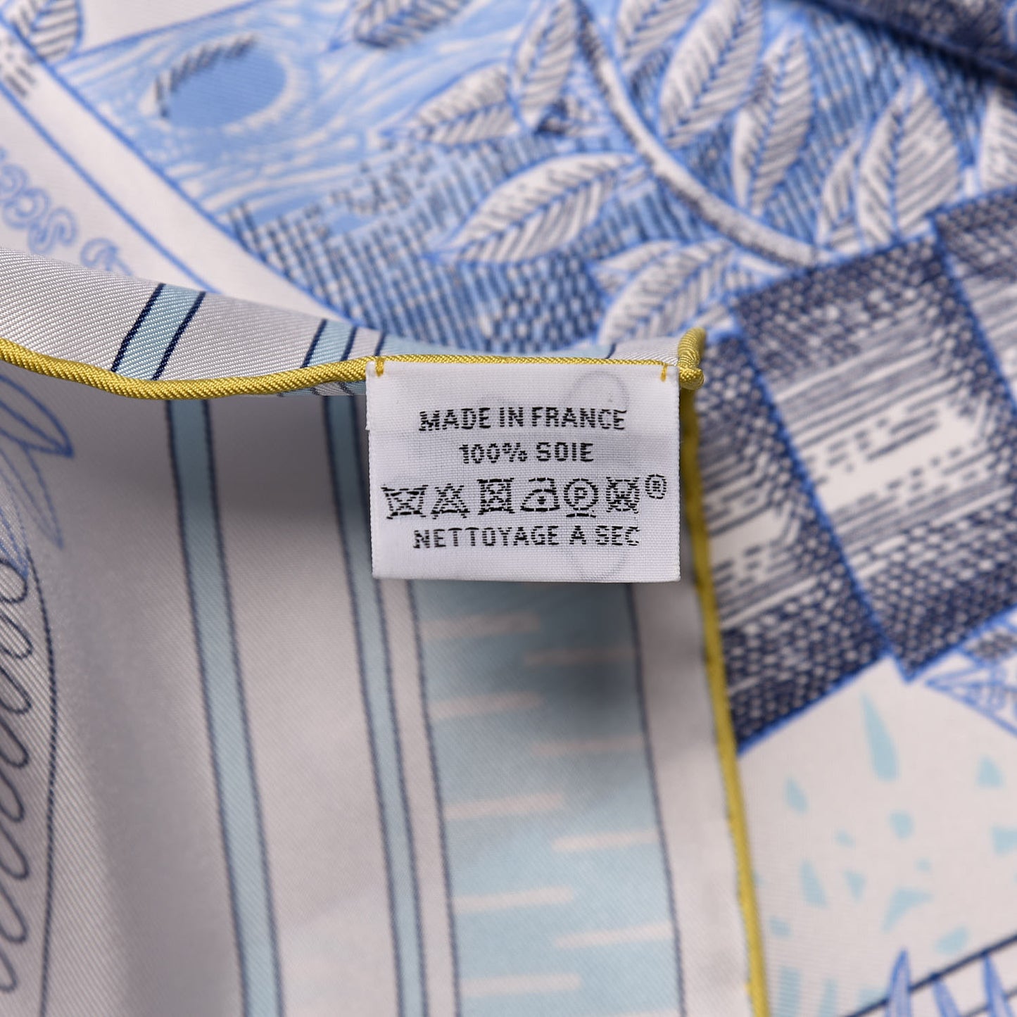 Silk Acte III Scene I La Clairiere Scarf 90 White Blue Jean Ciel