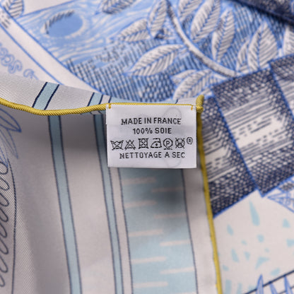 Hermes Silk Acte III Scene I La Clairiere Scarf 90 White Blue Jean Ciel 3 of 6