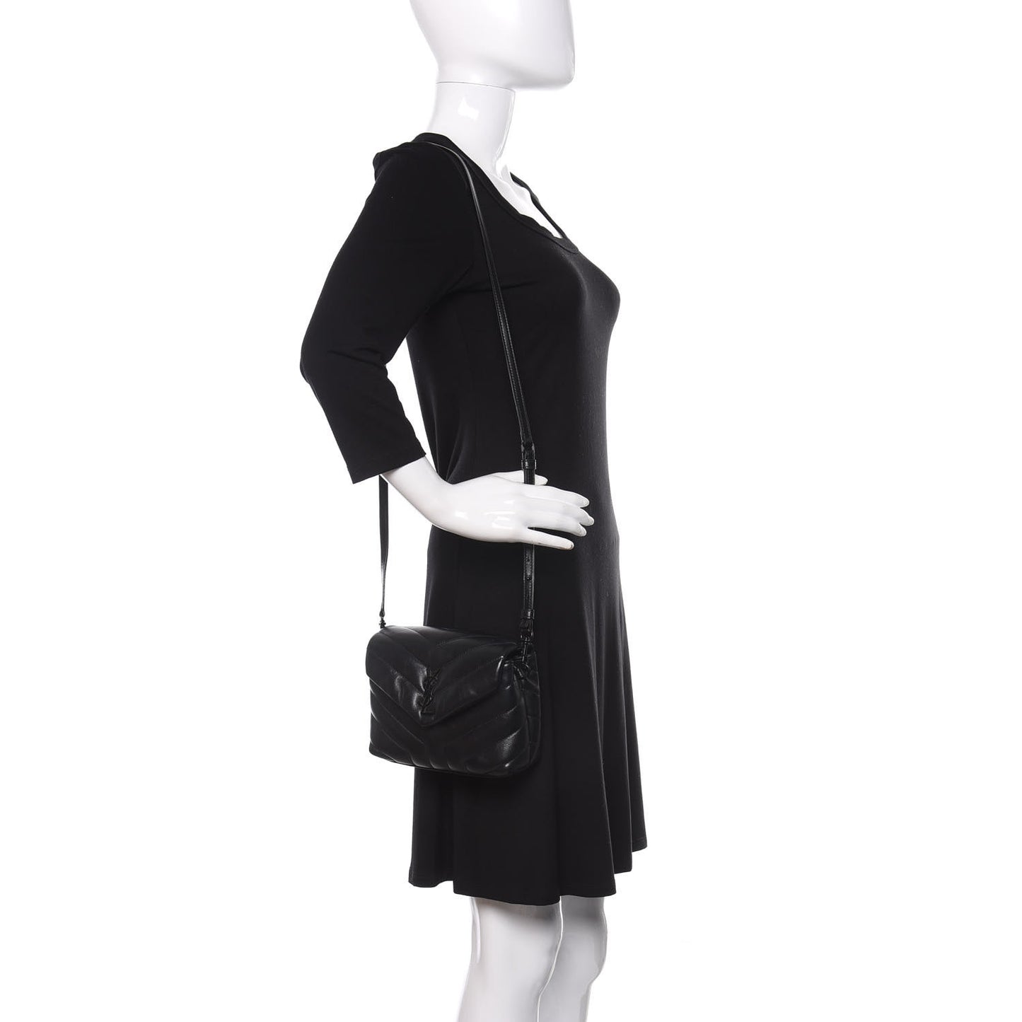 Calfskin Y Quilted Monogram Toy Loulou Crossbody Bag Black