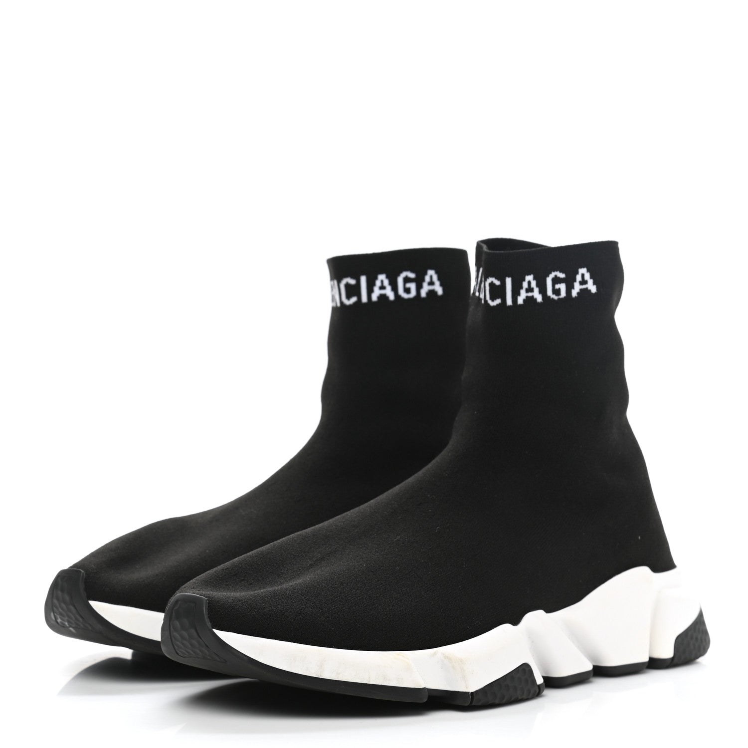 Balenciaga Neoprene Knit Mens Hi Speed Sneakers 42 Black White 3 of 10