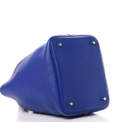 Hermes Taurillon Clemence Matte Alligator Picotin Lock Touch 22 MM Bleu Electrique 3 of 11