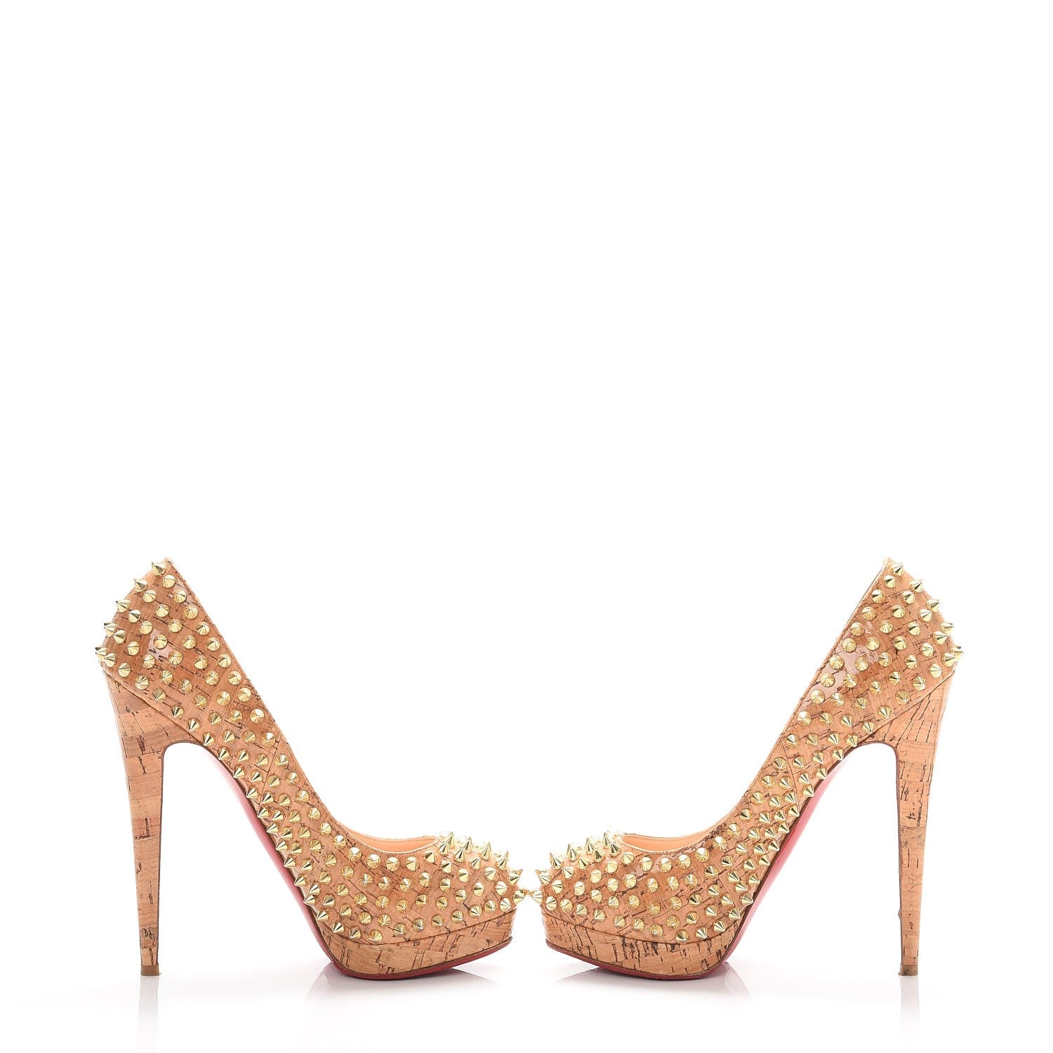 Christian Louboutin Cork Lucido Yolanda 120 Spikes Pumps 37.5 Natural 6 of 10