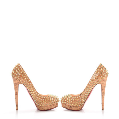 Christian Louboutin Cork Lucido Yolanda 120 Spikes Pumps 37.5 Natural 6 of 10