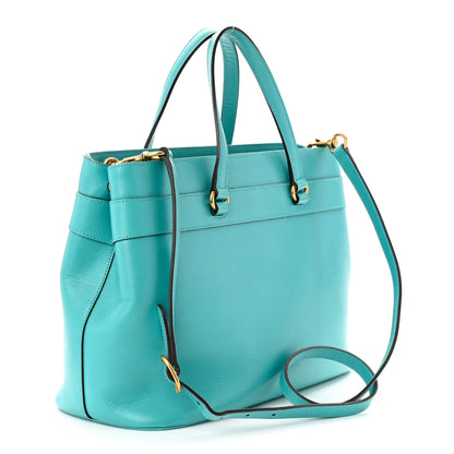 Gucci Textured Calfskin Medium Bright Bit Tote Blue 3 of 19