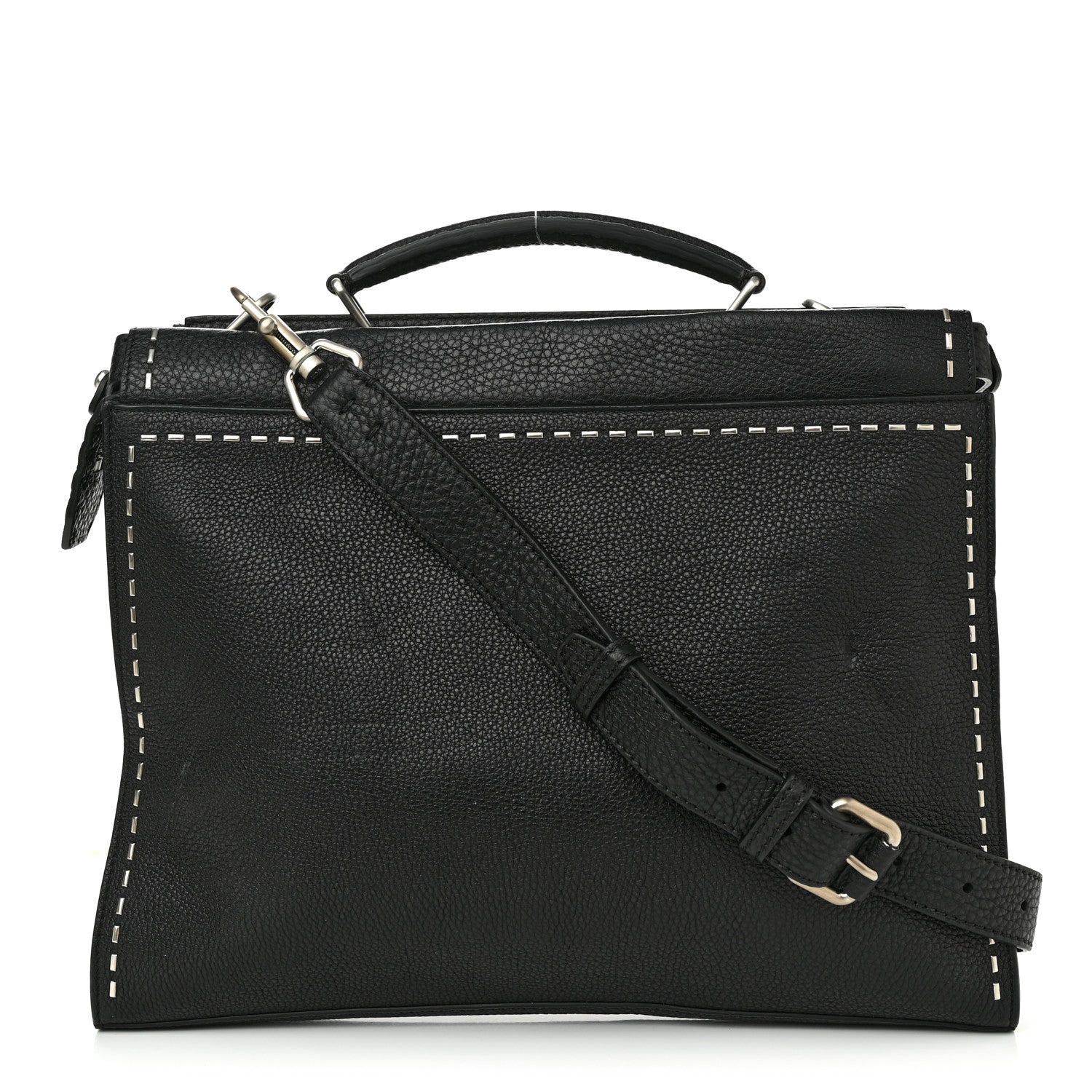 Fendi Cuoio Romano Selleria Studded Large Peekaboo Iconic Fit Satchel Black 1 of 13
