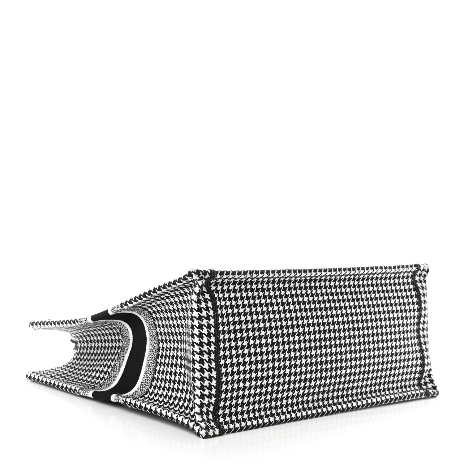 Christian Dior Canvas Houndstooth Embroidered Book Tote Black White 4 of 10