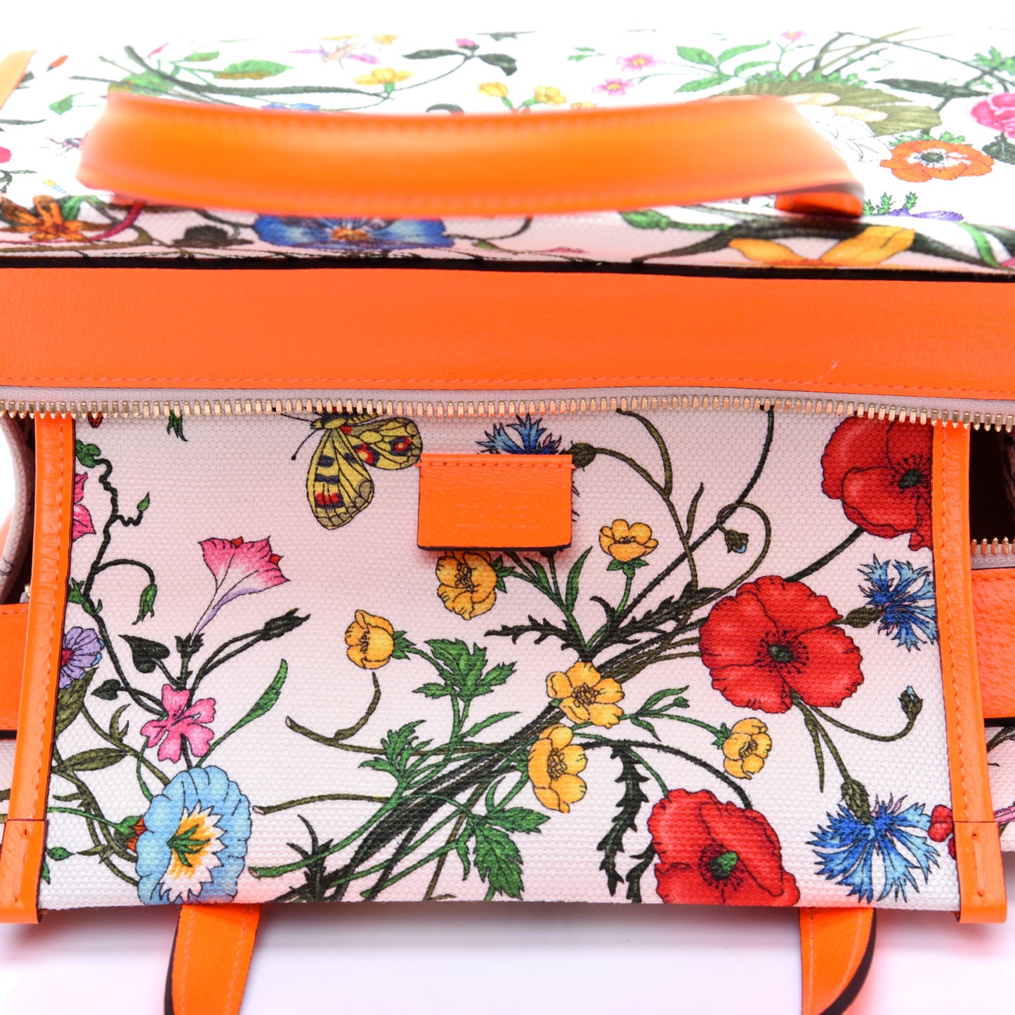 Canvas Medium Flora Tote White Multicolor Orange Fluo