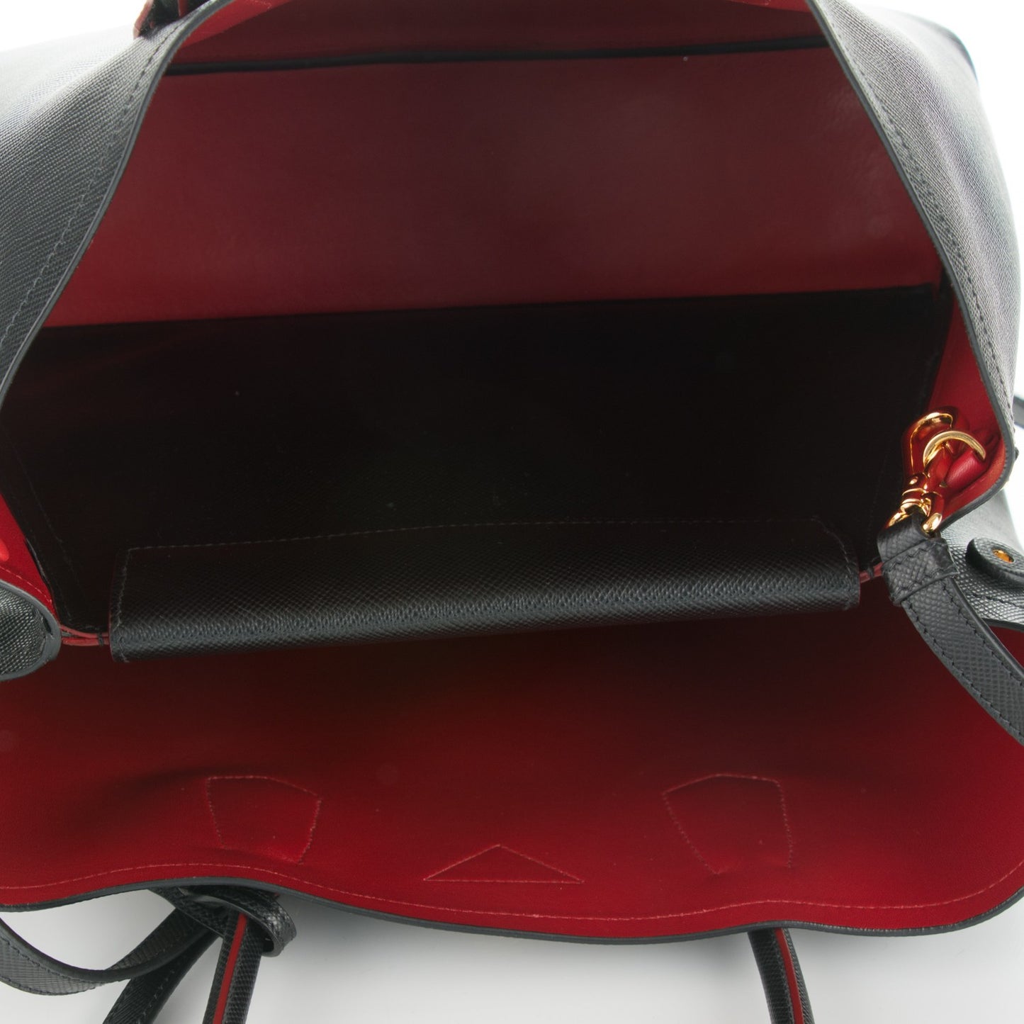 Saffiano Cuir Large Double Bag Black Fuoco
