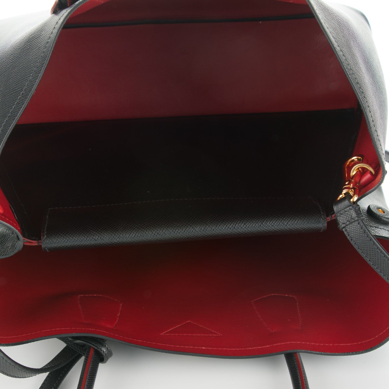 Prada Saffiano Cuir Large Double Bag Black Fuoco 5 of 6