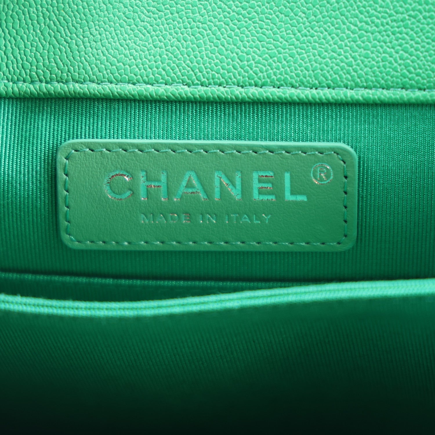 Chanel Caviar Quilted North South Boy Flap Green 6 of 10