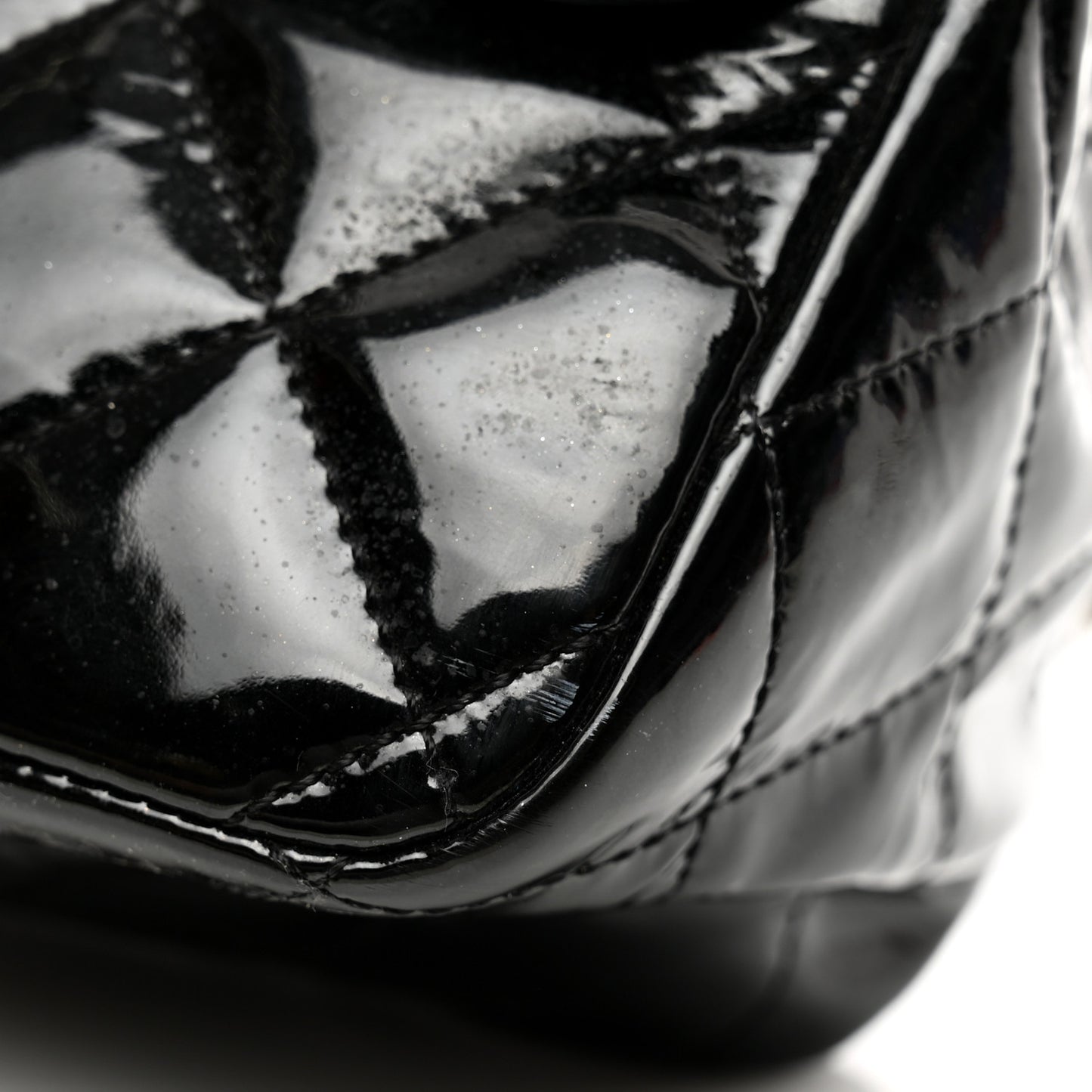 Patent Quilted Jumbo Single Flap Black