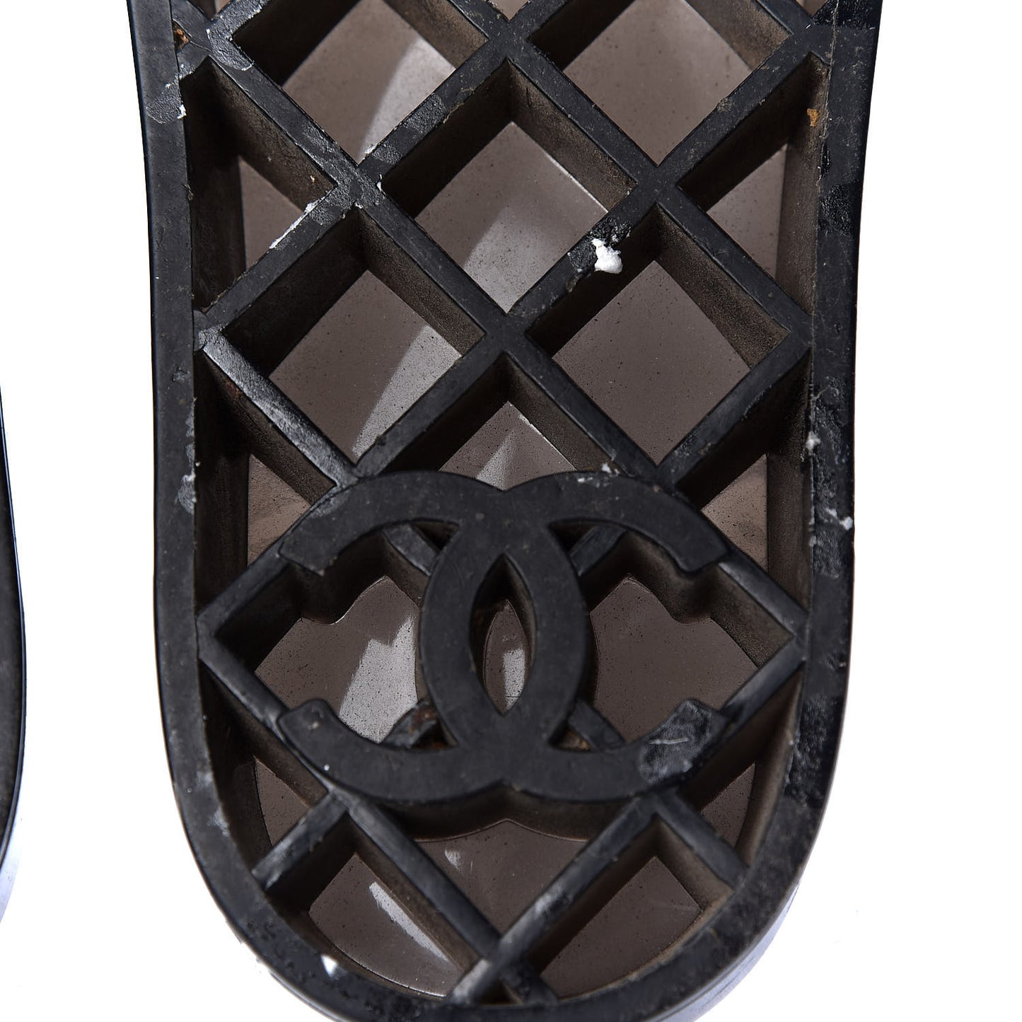 PVC Transparent CC Flat Slide Sandals 40 Black