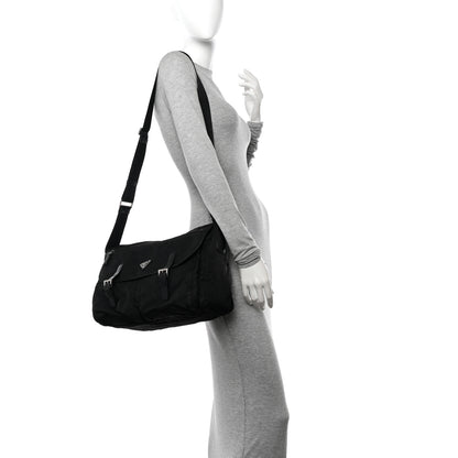 Prada Tessuto Nylon Saffiano Vela Messenger Bag Black 2 of 11