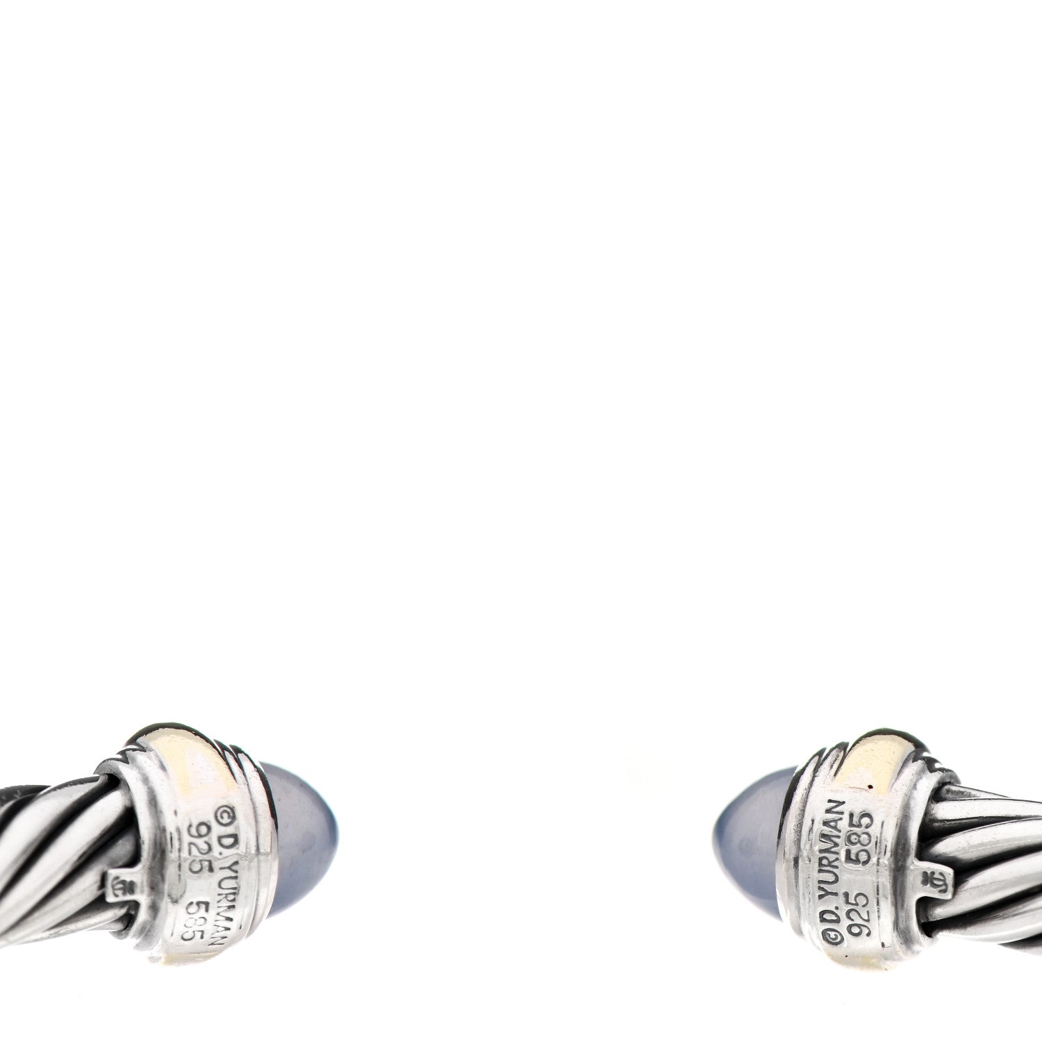 David Yurman Sterling Silver 14K Yellow Gold Chalcedony 7mm Cable Classics Bracelet 3 of 3