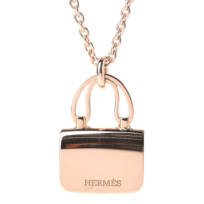 Hermes 18K Rose Gold Diamond Constance Amulettes Pendant Necklace 4 of 6