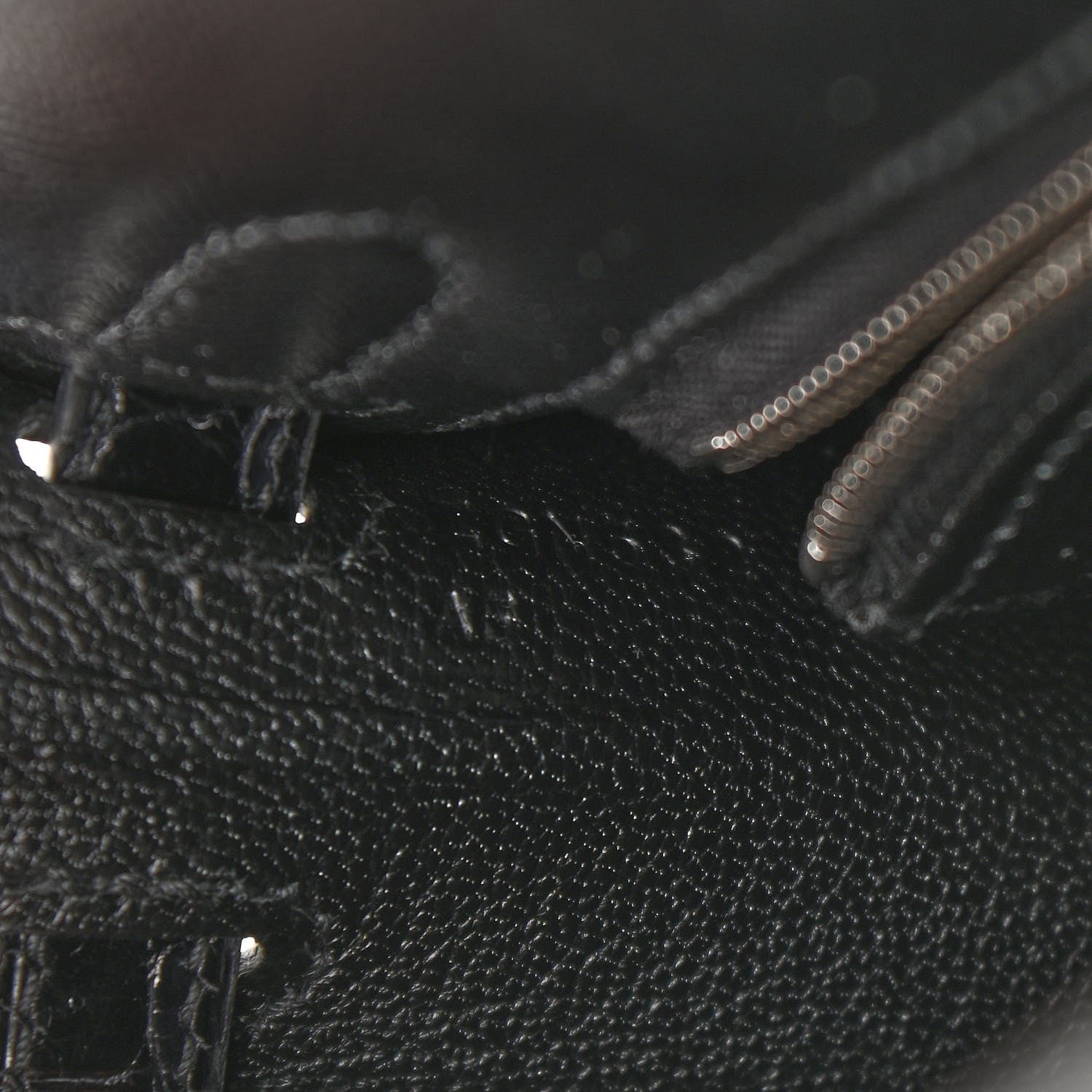 Hermes Madame Calfskin Shiny Niloticus Crocodile Kelly Sellier Touch 25 Black 7 of 11
