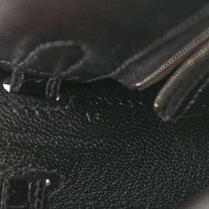 Hermes Madame Calfskin Shiny Niloticus Crocodile Kelly Sellier Touch 25 Black 7 of 11
