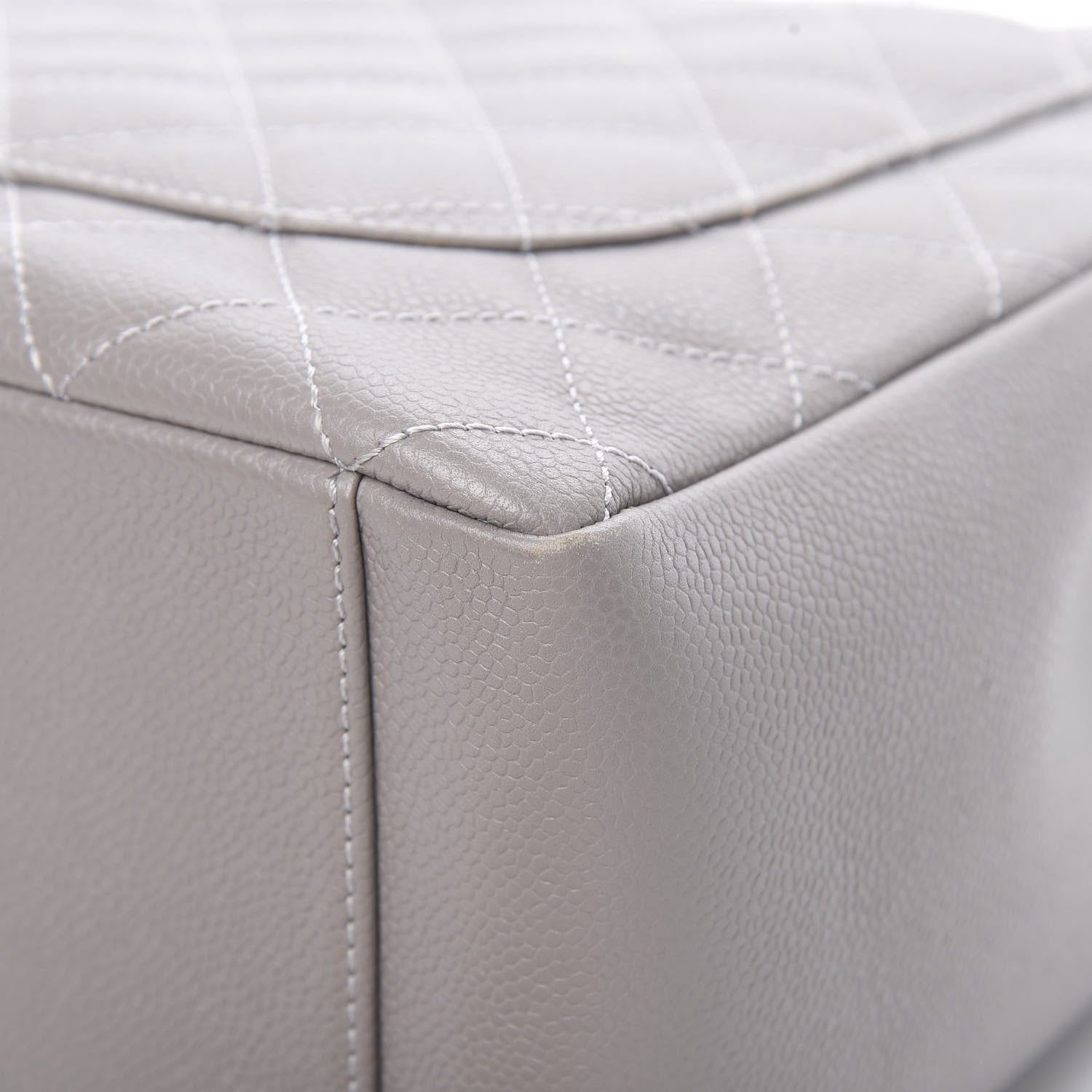 Chanel Caviar Quilted Grand Shopping Tote GST Light Grey 10 of 11
