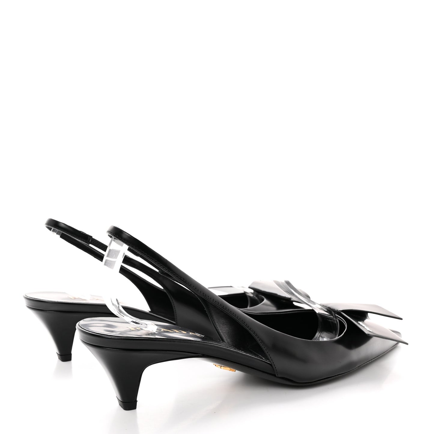 Spazzolato Logo Pointed Toe 45mm Slingback Pumps 40 Black