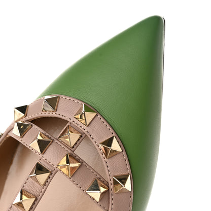 Valentino Garavani Calfskin Rockstud Cage Ballerina Flats 36.5 Deep Clover Poudre 11 of 12