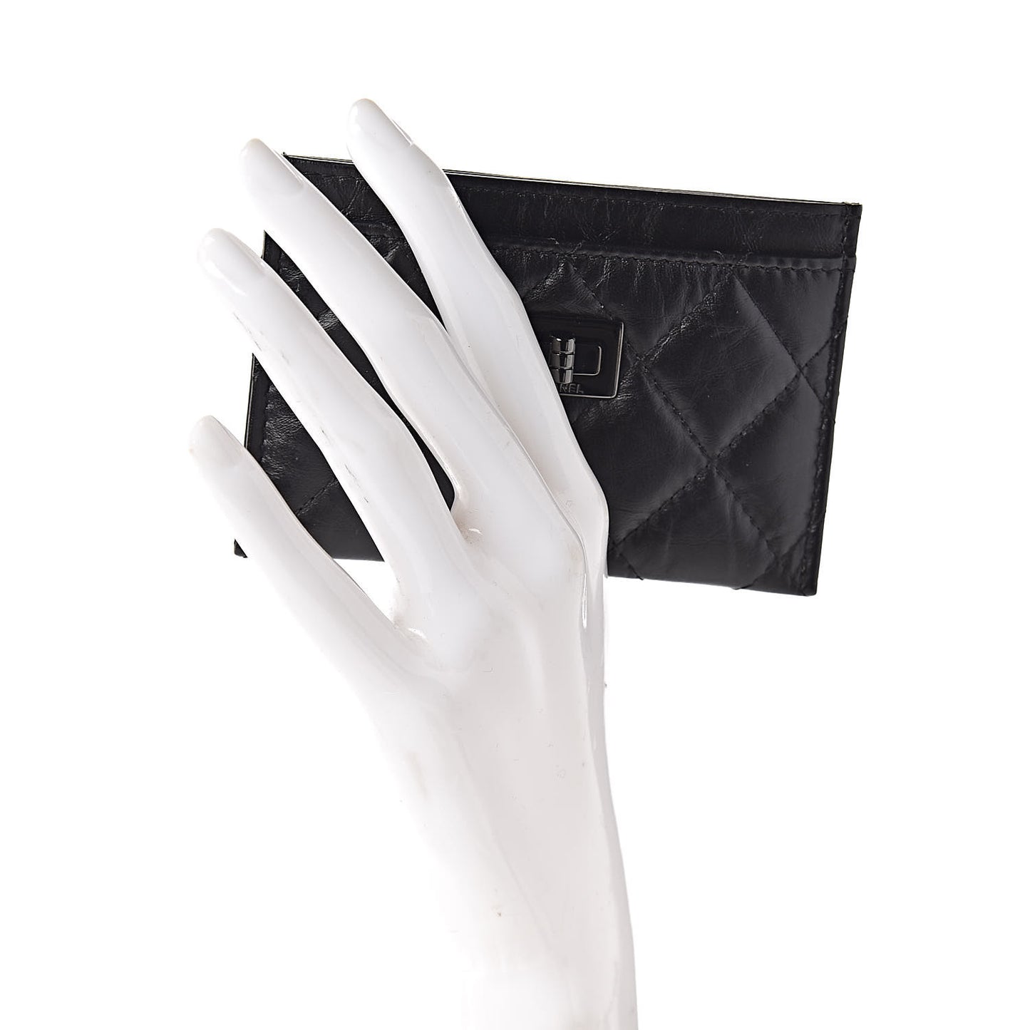 Aged Calfskin Quilted Reissue Card Holder So Black