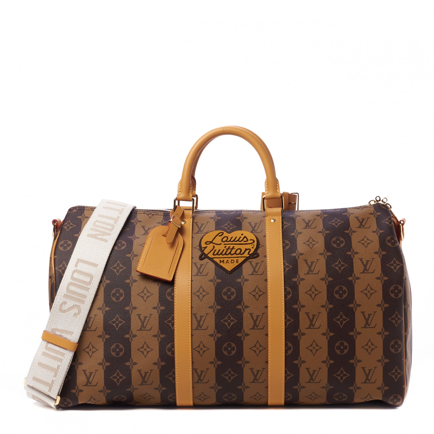 Louis Vuitton X NIGO Reverse Monogram Stripe Keepall Bandouliere 50 Brown 1 of 8