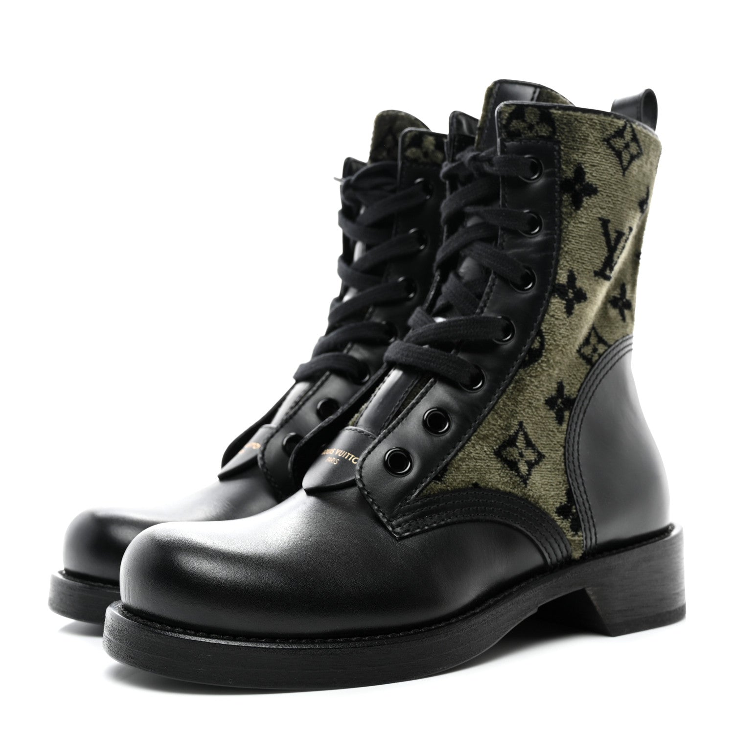 Louis Vuitton Velour Metropolis Flat Ranger Boot 37 Khaki Green 3 of 10