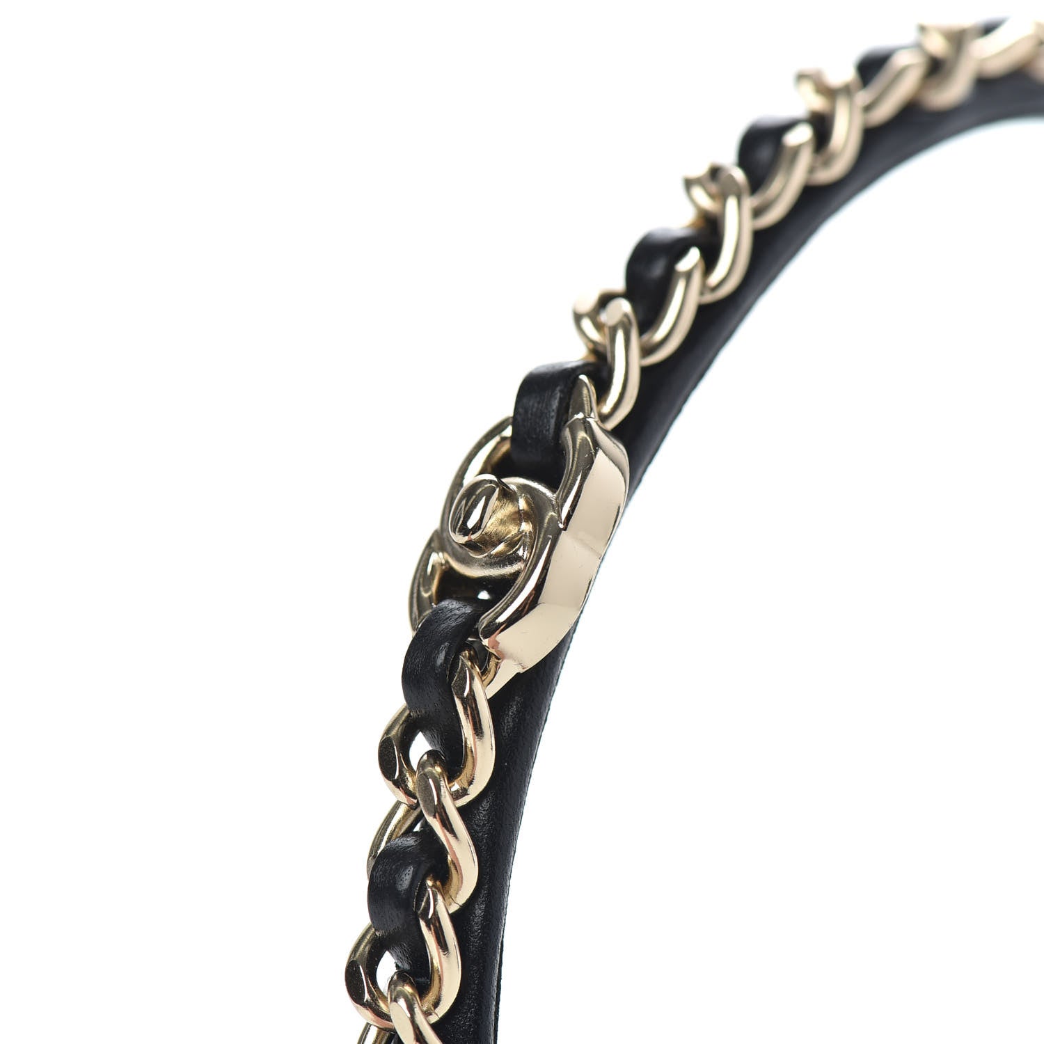 Chanel Metal Lambskin CC Turnlock Chain Headband Gold Black 2 of 4