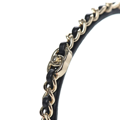 Chanel Metal Lambskin CC Turnlock Chain Headband Gold Black 2 of 4