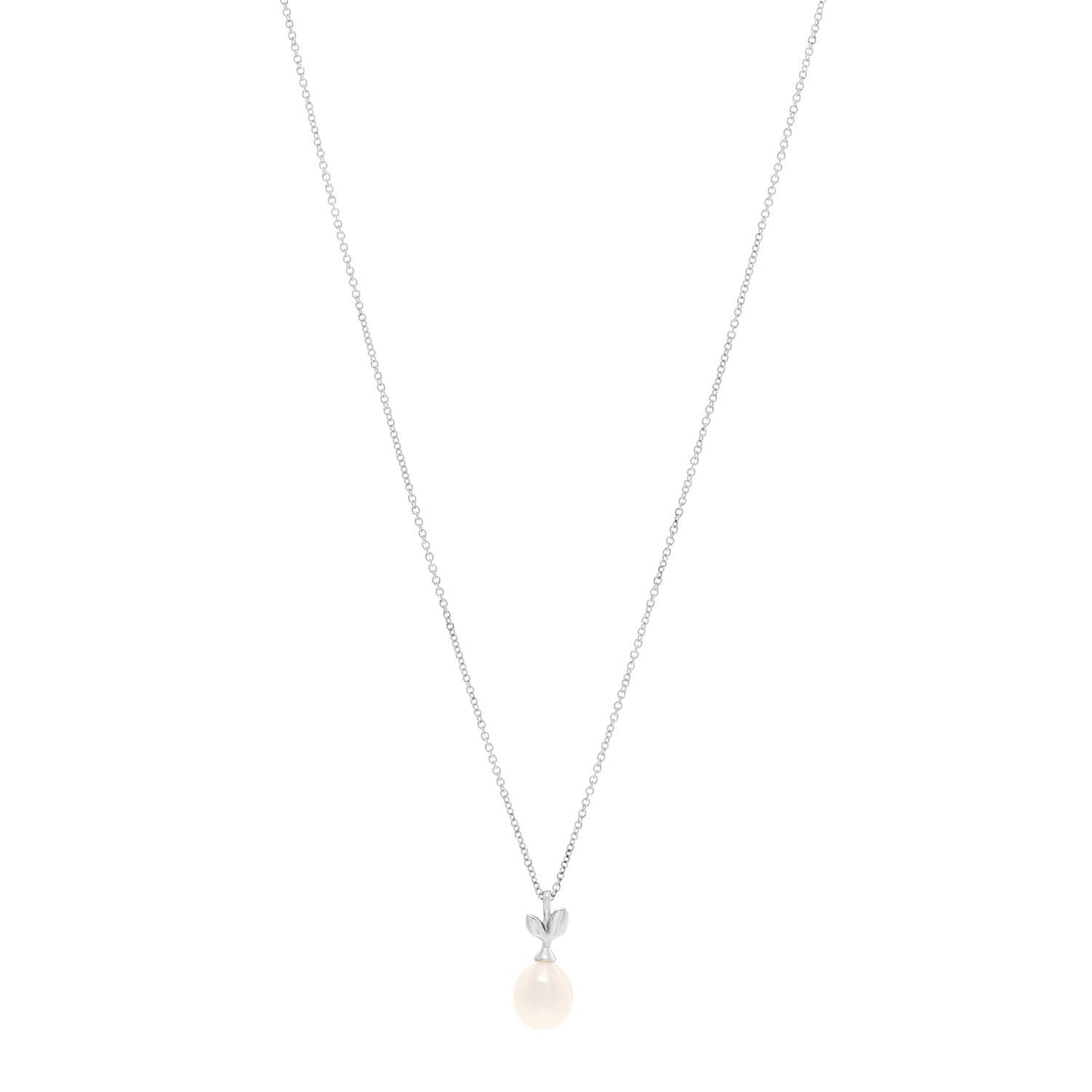 Sterling Silver Cultured Pearl Paloma Picasso Olive Leaf Drop Pendant Necklace