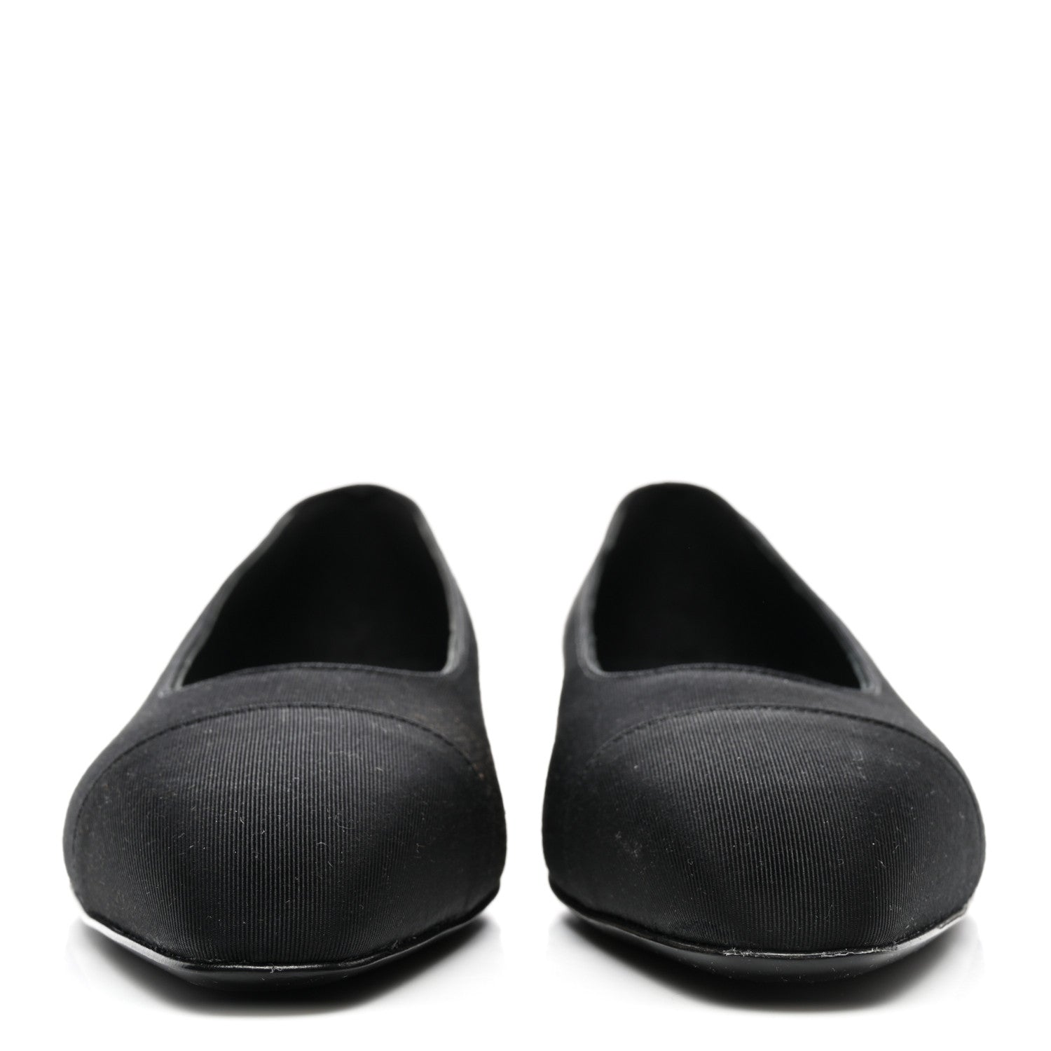 Chanel Grosgrain Cap Toe Uniform Ballerina Flats 37.5 Black 2 of 9