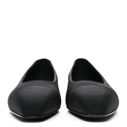 Chanel Grosgrain Cap Toe Uniform Ballerina Flats 37.5 Black 2 of 9