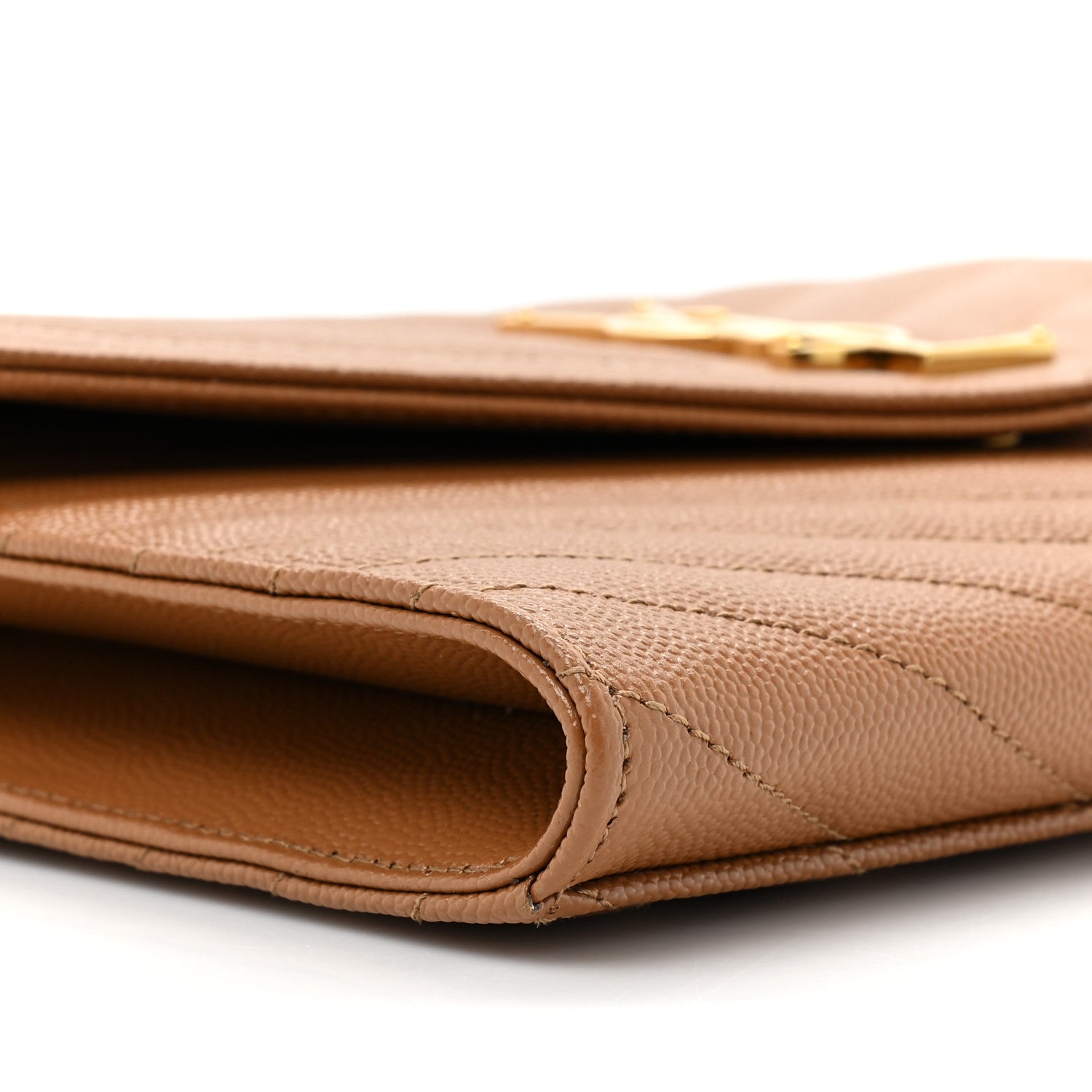 Saint Laurent Grain De Poudre Matelasse Chevron Monogram Cassandre Flap Pouch Natural Dark 9 of 10