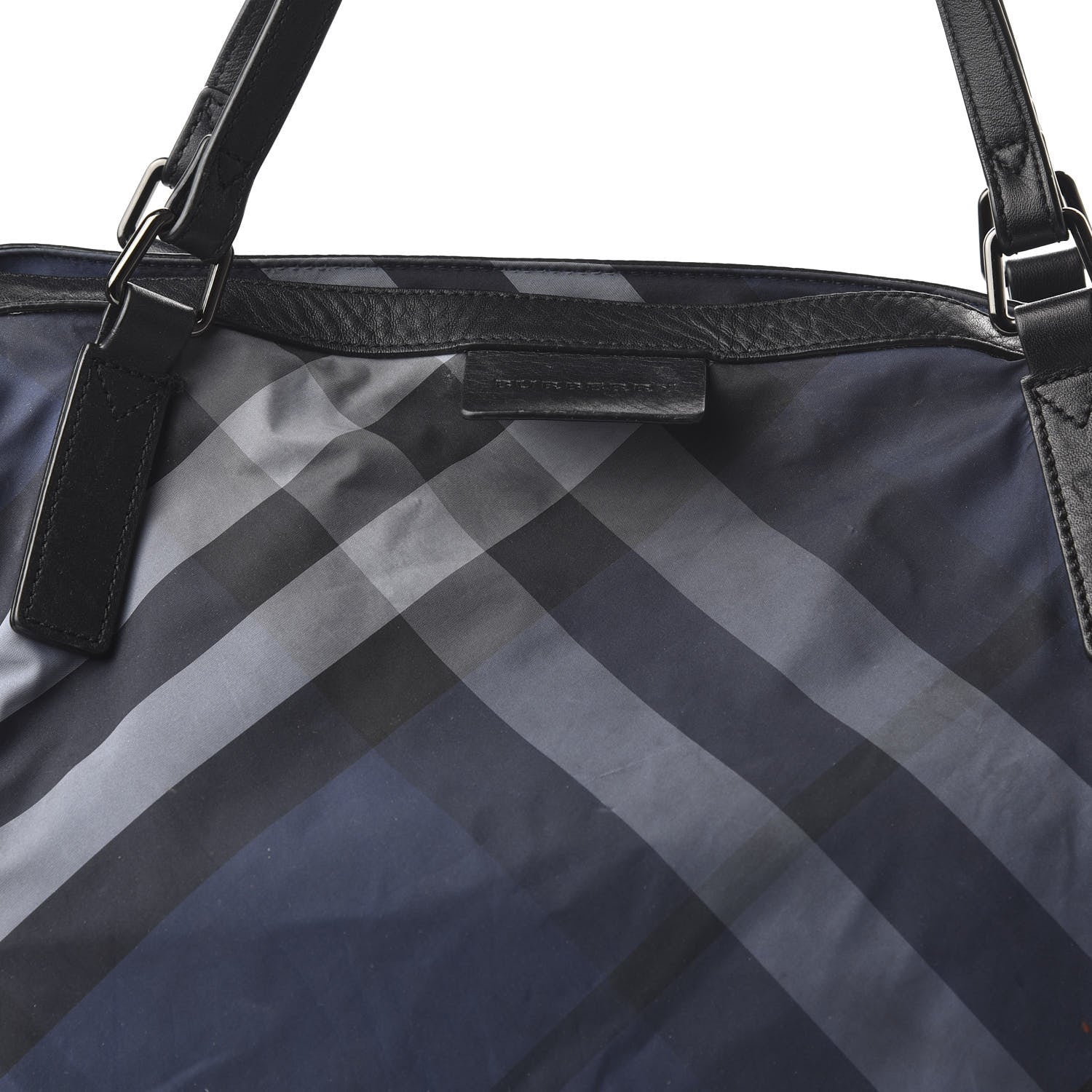 Burberry Nylon Check Small Buckleigh Packable Tote Navy Blue 9 of 9