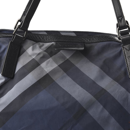 Burberry Nylon Check Small Buckleigh Packable Tote Navy Blue 9 of 9