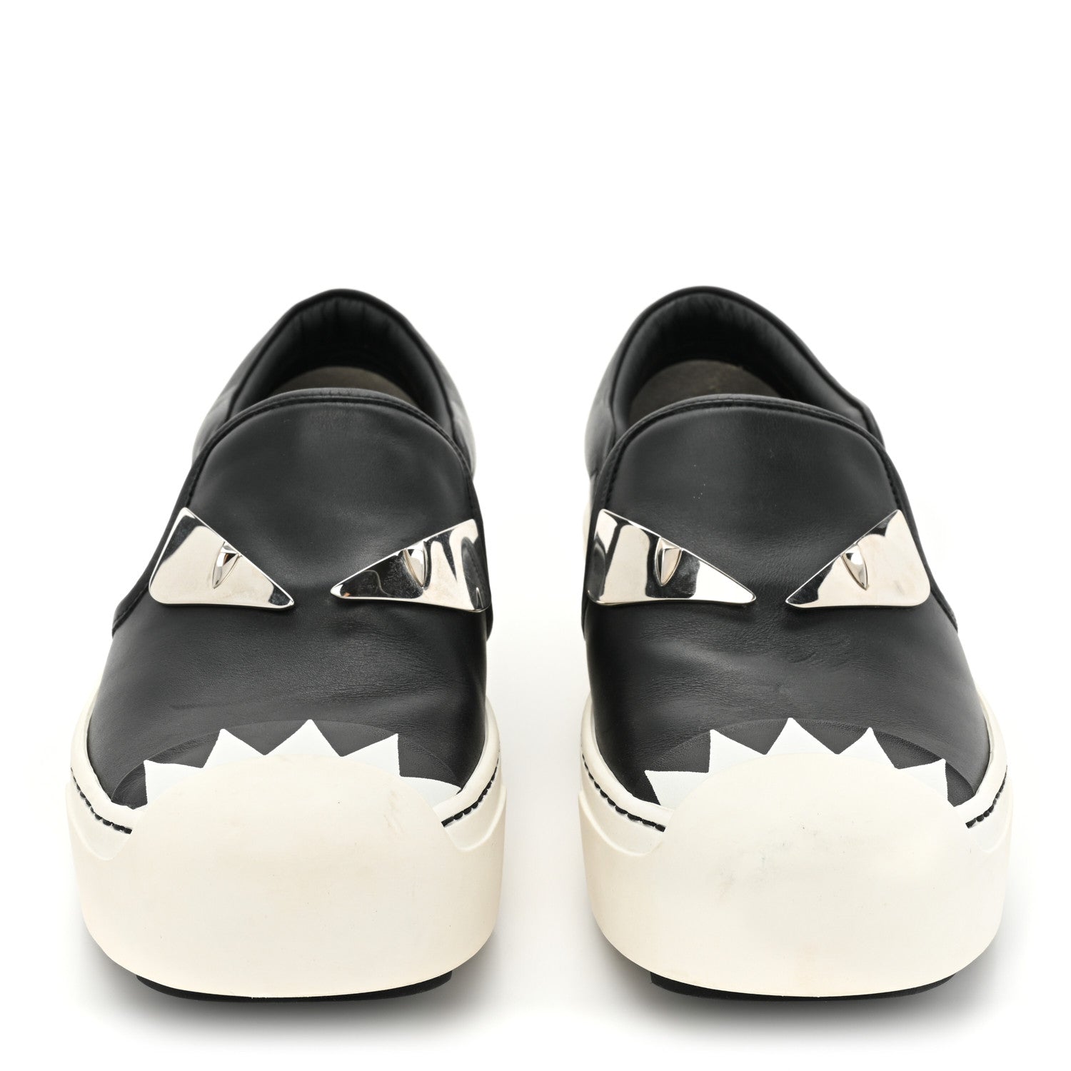 Fendi Vitello Elite Monster Eyes Slip On Sneakers 35 Black 2 of 10