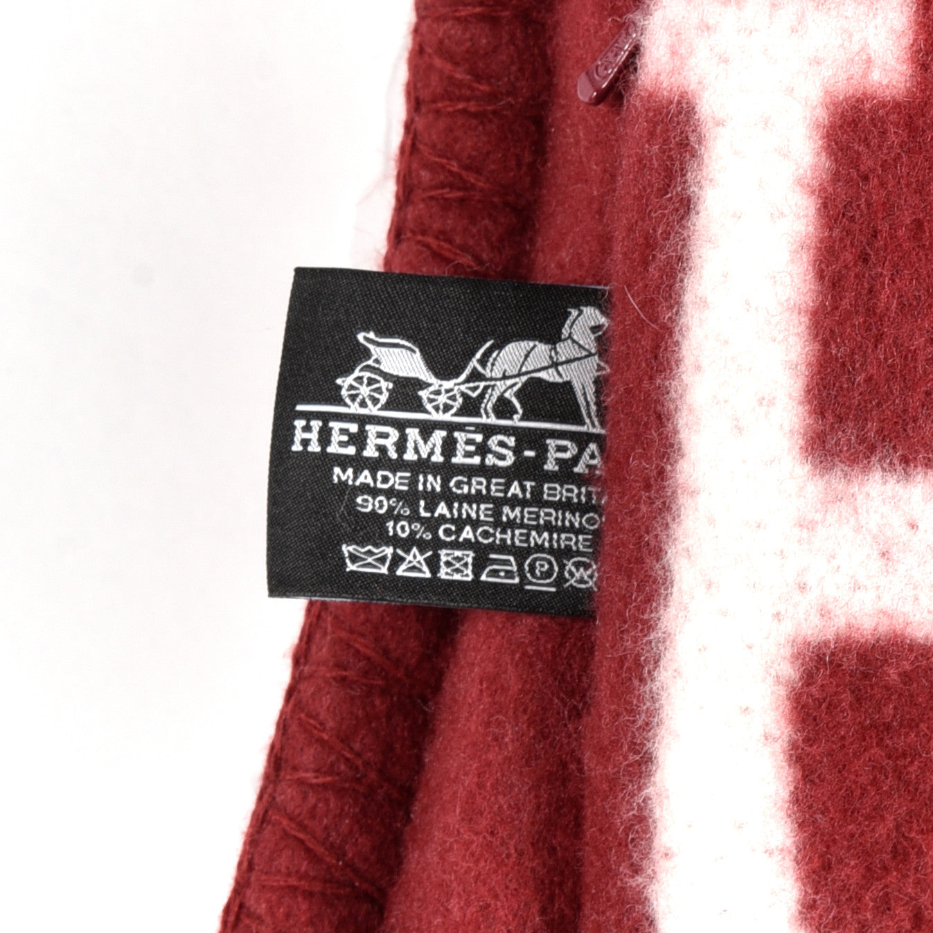 Hermes Wool Cashmere Avalon III Pillow PM Ecru Rouge 3 of 3