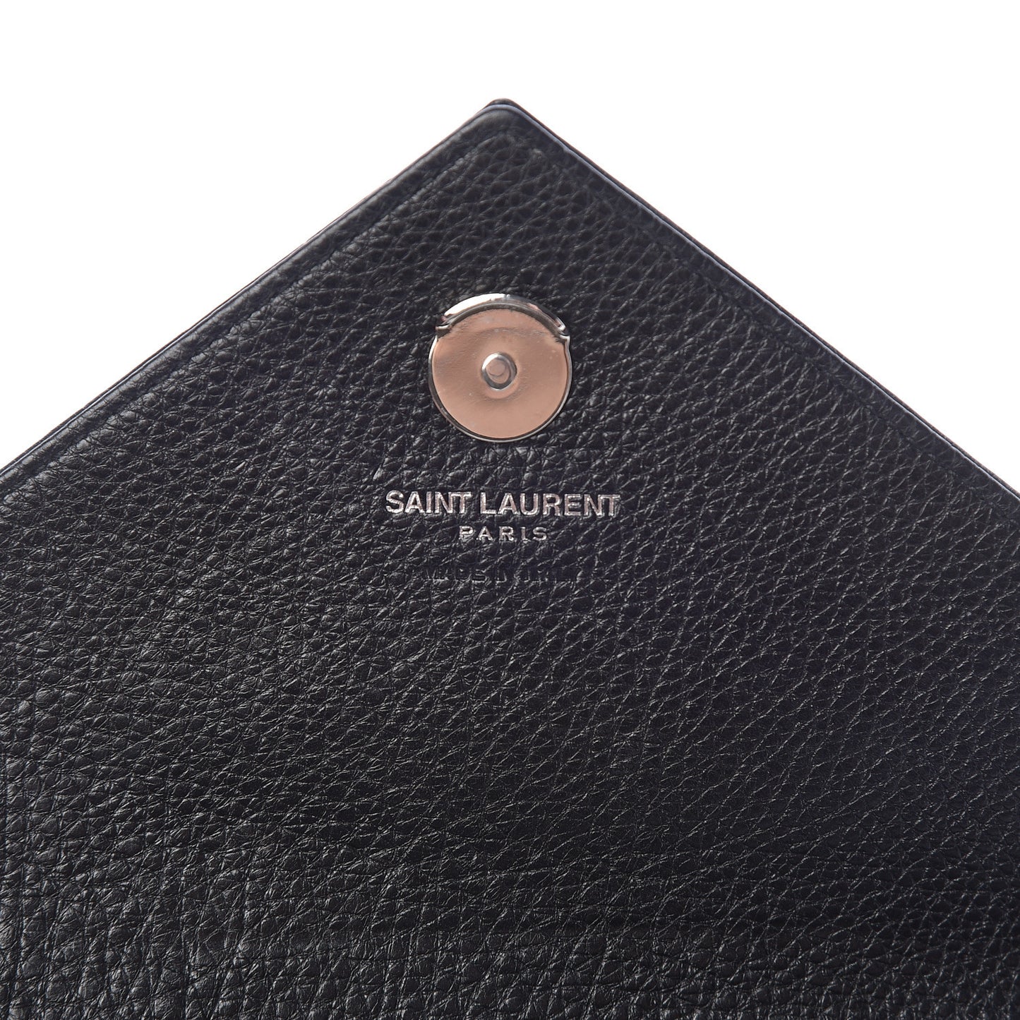 Sheepskin Matelasse Chevron Monogram College Chain Wallet Black