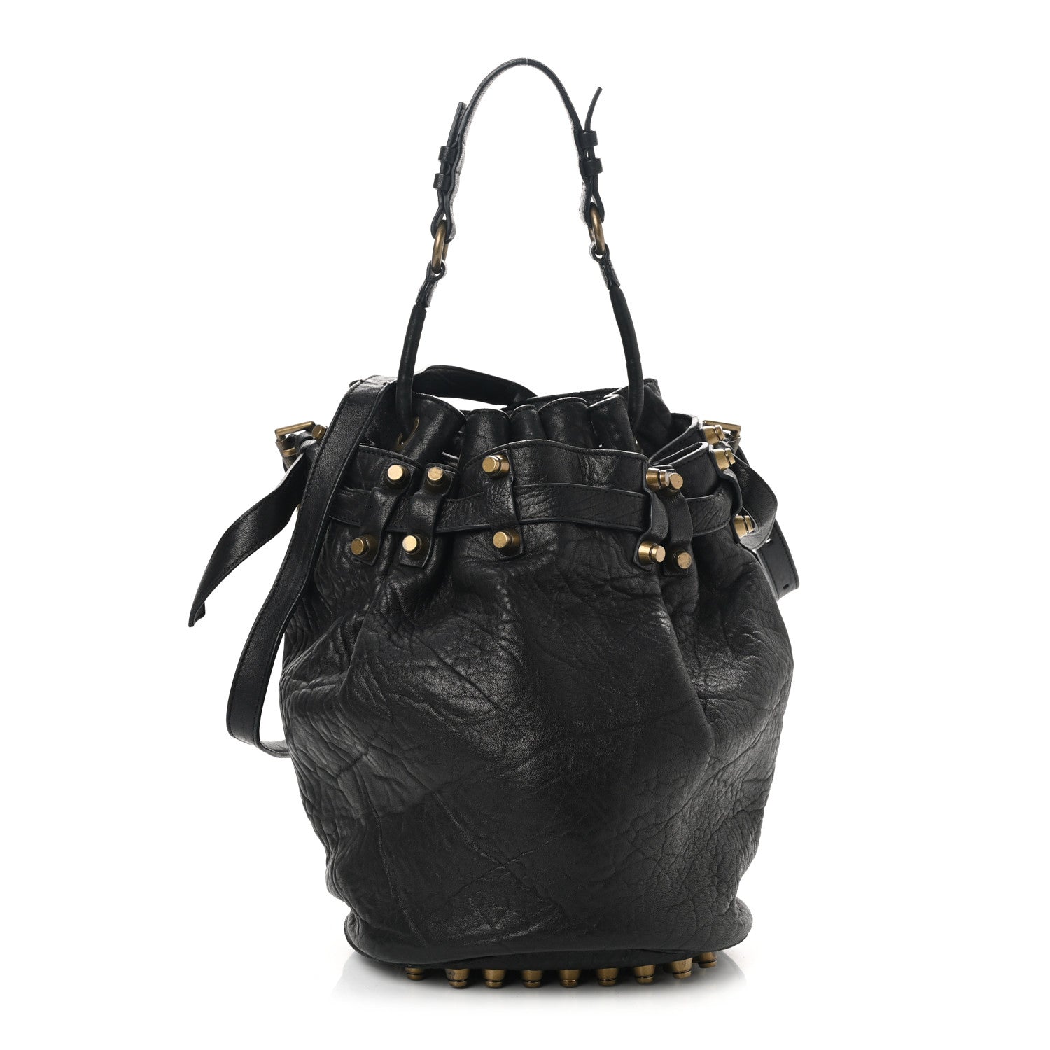 Alexander Wang Pebbled Lambskin Diego Bucket Bag Black Antique Brass Hardware 1 of 10