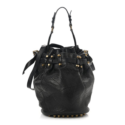 Alexander Wang Pebbled Lambskin Diego Bucket Bag Black Antique Brass Hardware 1 of 10